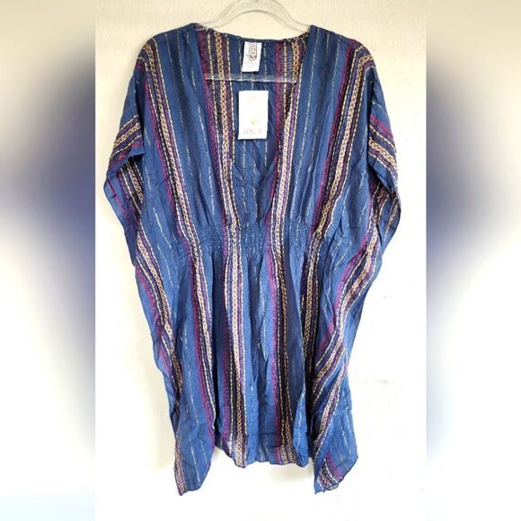 BECCA by Rebecca Virtue Metallic Stripe Cover Tunic M/L - Picture 1 of 4